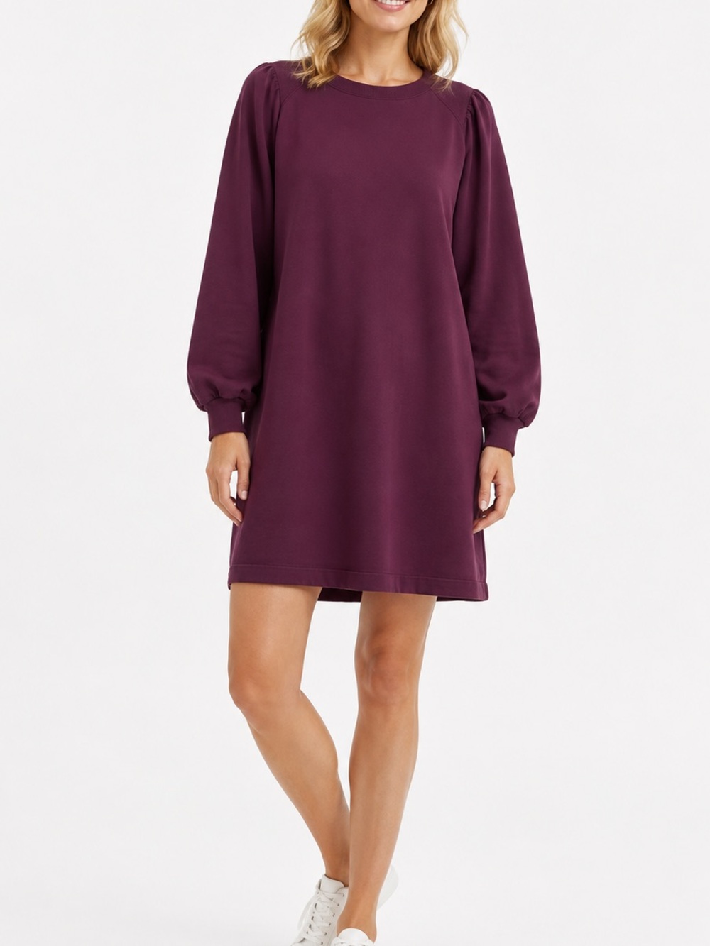 Michael Stars Sweatshirt Dress Medium Plum Long Sleeve Casual